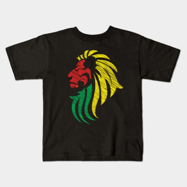 Lion Reggae Colors Cool Flag - Reggae Music DJ! Kids T-Shirt by ddtk